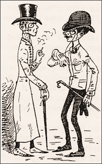 A US cartoon of 1883, showing two New York dudes in conversation.