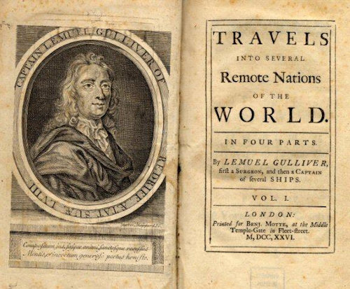 The title page of the first edition of 'Gulliver's Travels'
