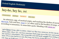 The beginning of the OED's entry for 'hey-ho'