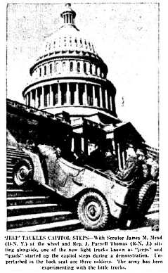 The Jeep in action, climbing the Capitol steps in Washington.