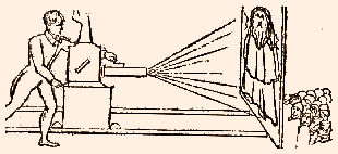 a line drawing of the Phantasmagoria's projection apparatus